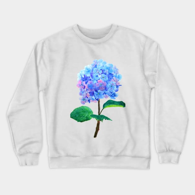 blue purple hydrangea watercolor painting Crewneck Sweatshirt by colorandcolor